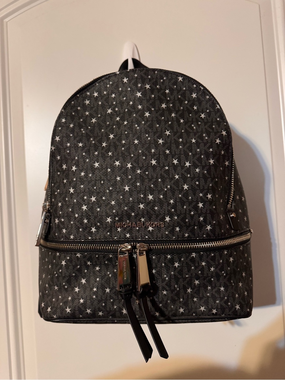 Michael Kors Black Star-Print Mini Backpack